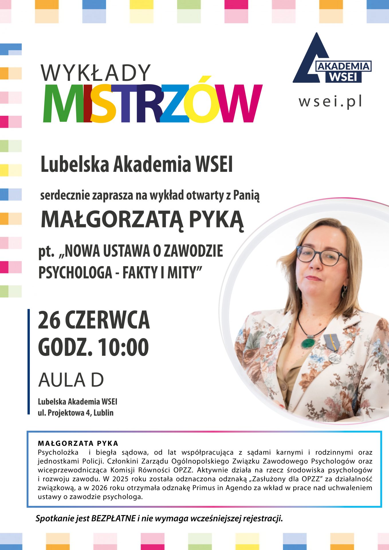 Lubleska_Akademia_WSEI_plakat_wykłady_mistrzów_Małgorzata_Pyka