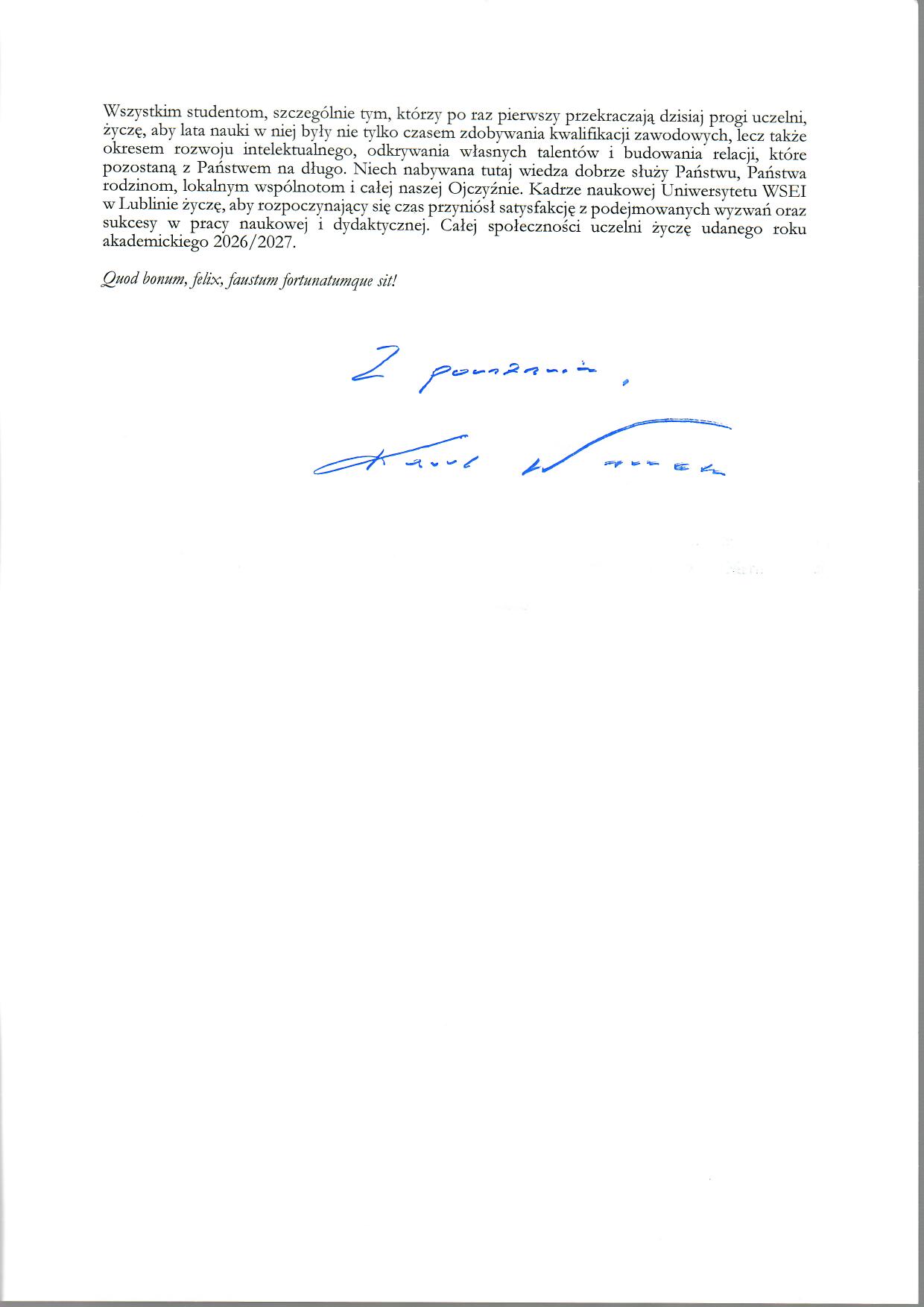 Uniwersytet WSEI_list gratulacyjny_Prezydent Karol Nawrocki_2